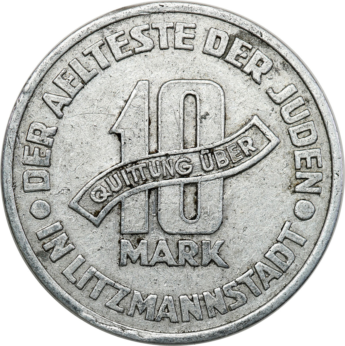 Getto Łódź. 10 Marek 1943 aluminium, certyfikat